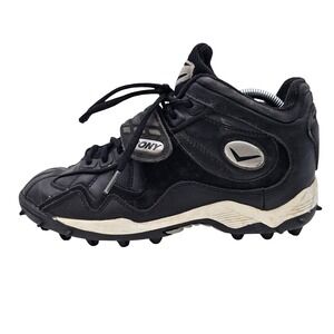 Pony Shoes Mens Size 9.5 Black Leather Mid Top Cleats Spikes Athletic Baseball